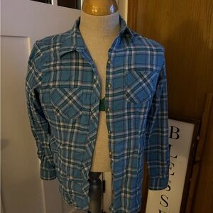 L.L. Bean Teal and Red Plaid Shirt